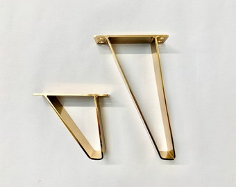 4 x Gold triangular metal furniture legs, cabinet legs, furniture feet (SECONDS)
