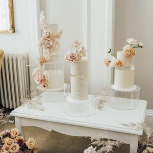 ROUND Cake stand - Acrylic clear cake tier - Fillable cake stand riser - acrylic cake separator - Fill a tier - wedding birthday cake stand