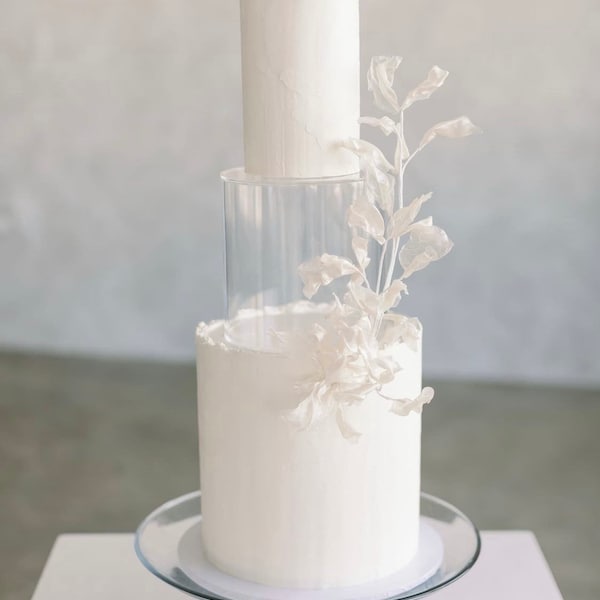 ROUND Cake stand - Acrylic clear cake tier - Fillable cake stand riser - acrylic cake separator - Fill a tier - wedding birthday cake stand