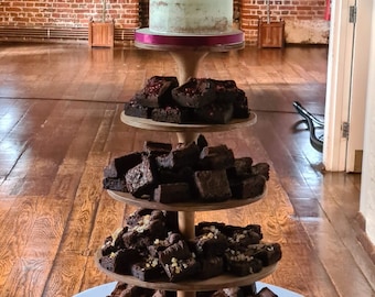 Adjustable heavy duty Scandinavian birch brownie stand - brownie tower - cupcake display - handmade luxury wooden top tier cake stand