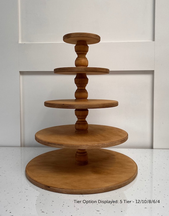A*様 DECOLE 木製カードスタンド 5個セット スイーツ 手作りの白樺材製調節可能ケーキスタンド – 段重ねデザート