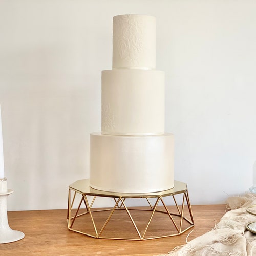14 Round Gold Metal Geometric Cake Stand Display Riser Etsy