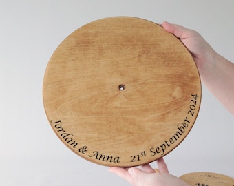 Personalised Birch Wood Cake Stand – Rustic Scandinavian Design