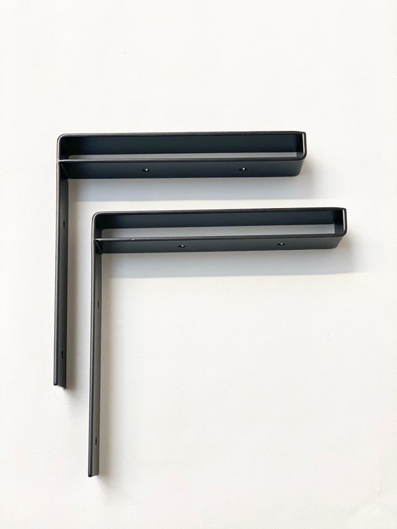 Soportes para estantes P con estilo negro, soportes para estanterías de  metal, soportes para estantes flotantes, soportes para estantes modernos y  resistentes -  México