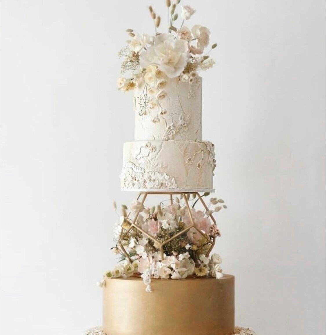 Gold birdcage cake separator metallic cake spacer cake riser bird