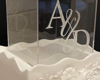 Personalised Square Acrylic Fillable Cake Tier – Clear Display Stand (6-12 inch)