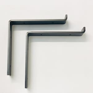 Set of 2 stylish black angled shelf brackets, metal shelving brackets, home shelving, modern heavy-duty shelf brackets