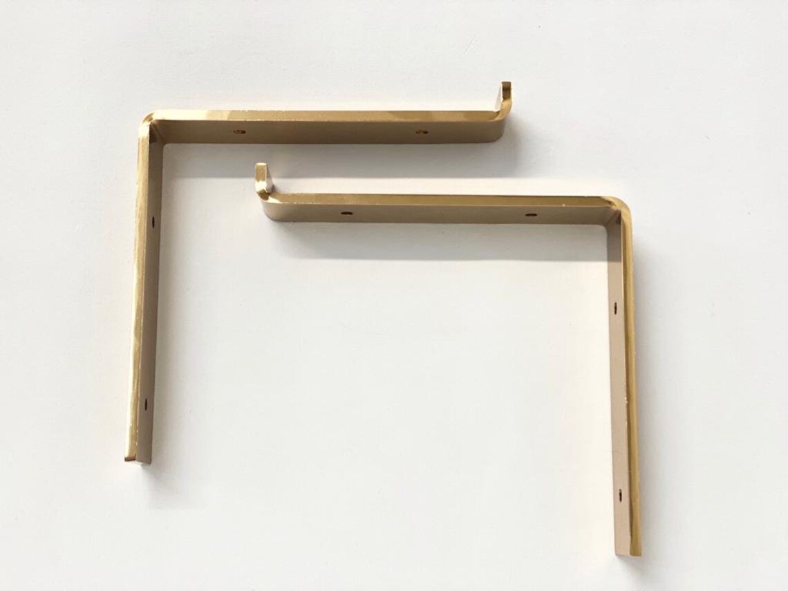 Set of 2 stylish gold angled shelf brackets metal shelving Etsy