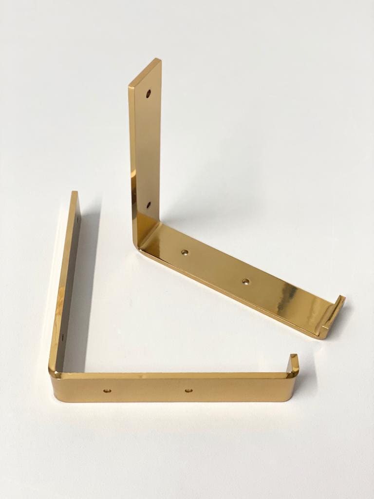 Set of 2 stylish gold L shelf brackets metal shelving Etsy