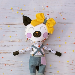 Custom-unique-stuffed dolls-cat rag doll-stuffed toy-baby shower gift-nursery decor-handmade-cute doll-black white-rag toy-cat-for kids-baby