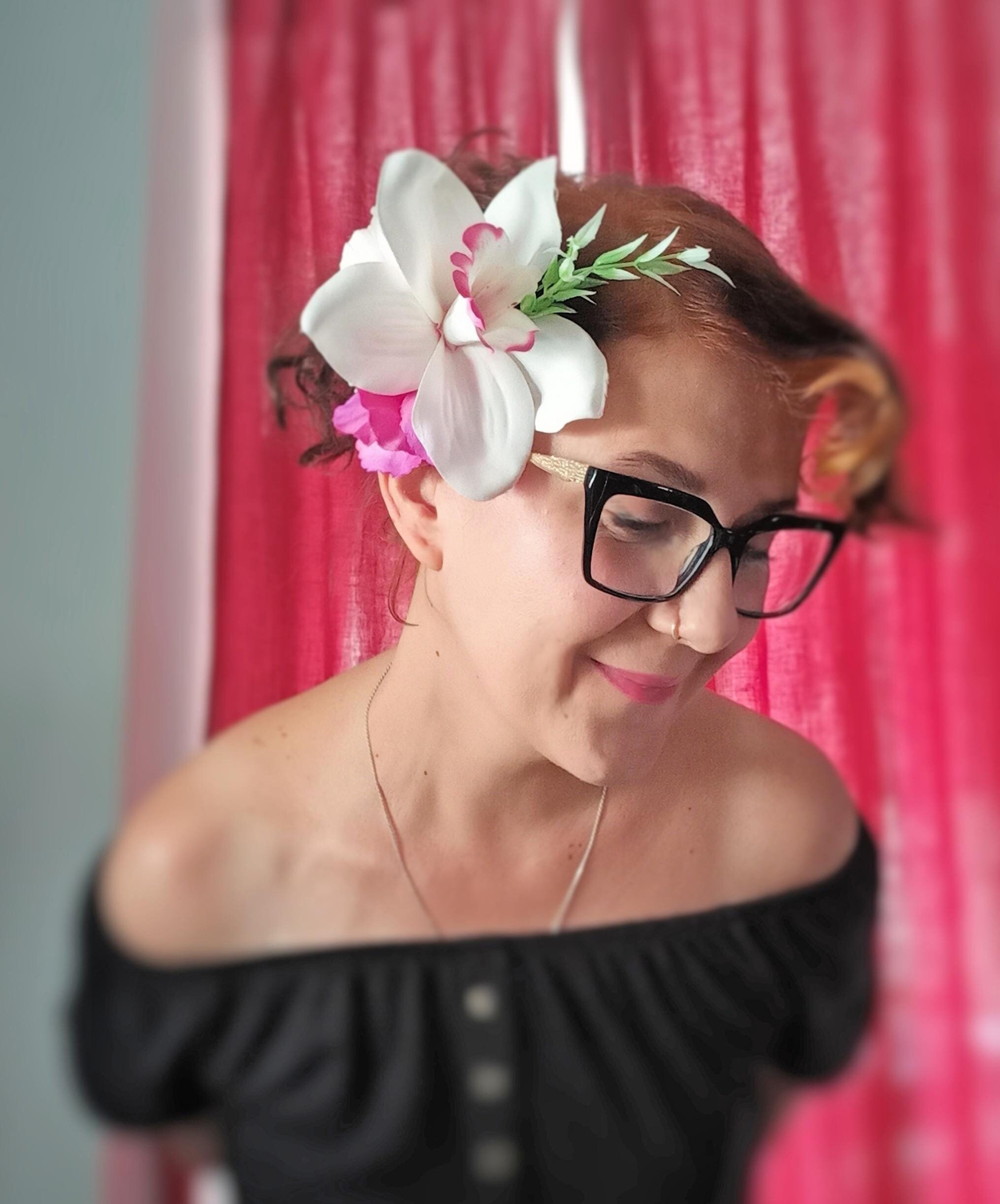 Orchid Rockabilly Vintage Tiki Hawaii Hair Flower Clip - Etsy display picture 3
