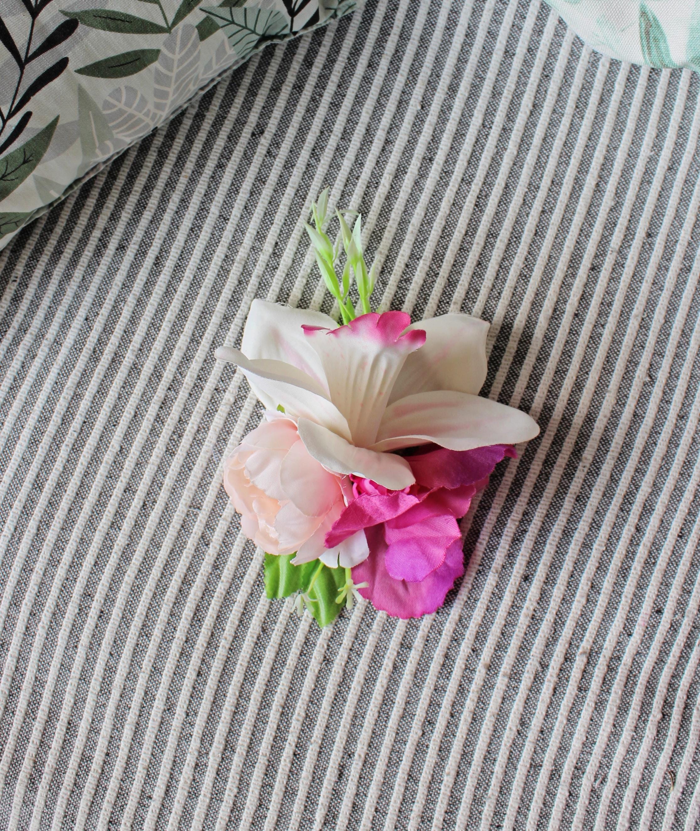 Handmade Pink Orchid Lotus Hair Flower Clip Tiki Pinup Rockabilly Burlesque Orchid Rockabilly Vintage Tiki Hawaii Hair Flower Clip - Etsy main image 3