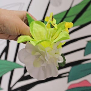 Lily Rockabilly Vintage Tiki Hawaii Hair Flower Clip Green Yellow