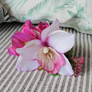 Orchid Rockabilly Vintage Tiki Hawaii Hair Flower Clip