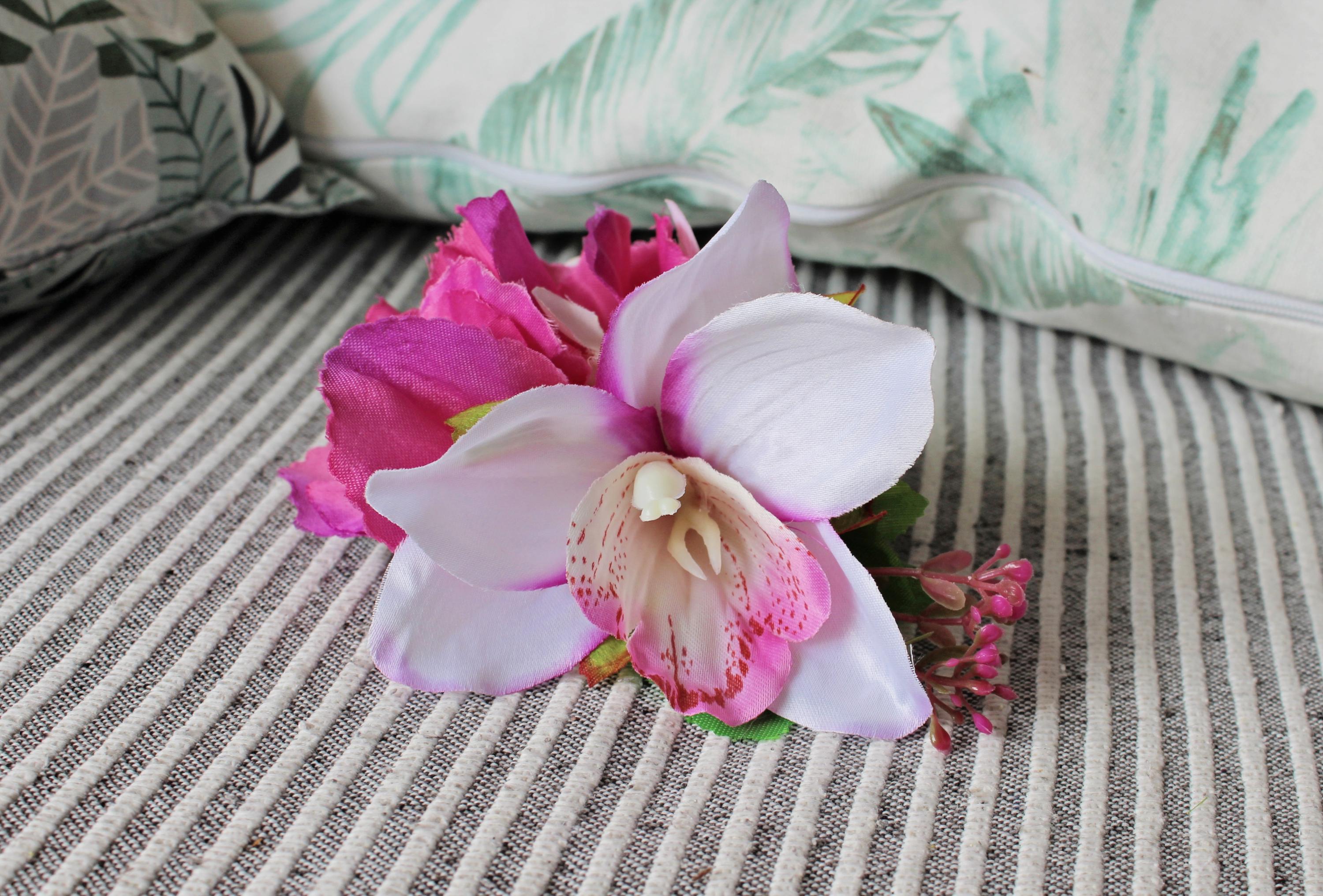 Orchid Rockabilly Vintage Tiki Hawaii Hair Flower Clip - Etsy display picture 1