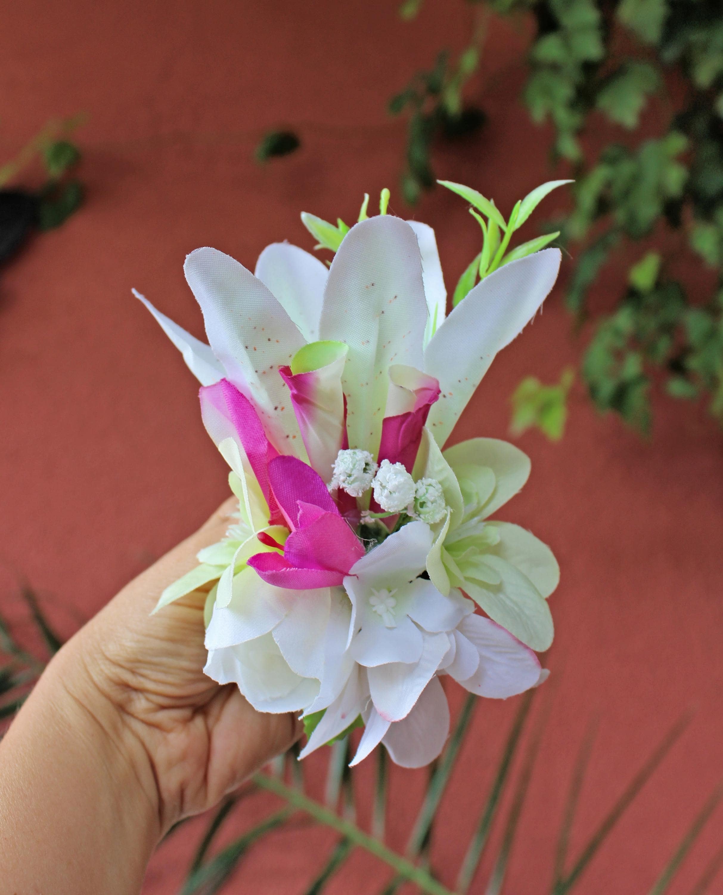 Tropical Hibiscus Lily Hair Flower Clip Orange Yellow Tiki Pinup Rockabilly Amazon.com: 3.5 main image 2