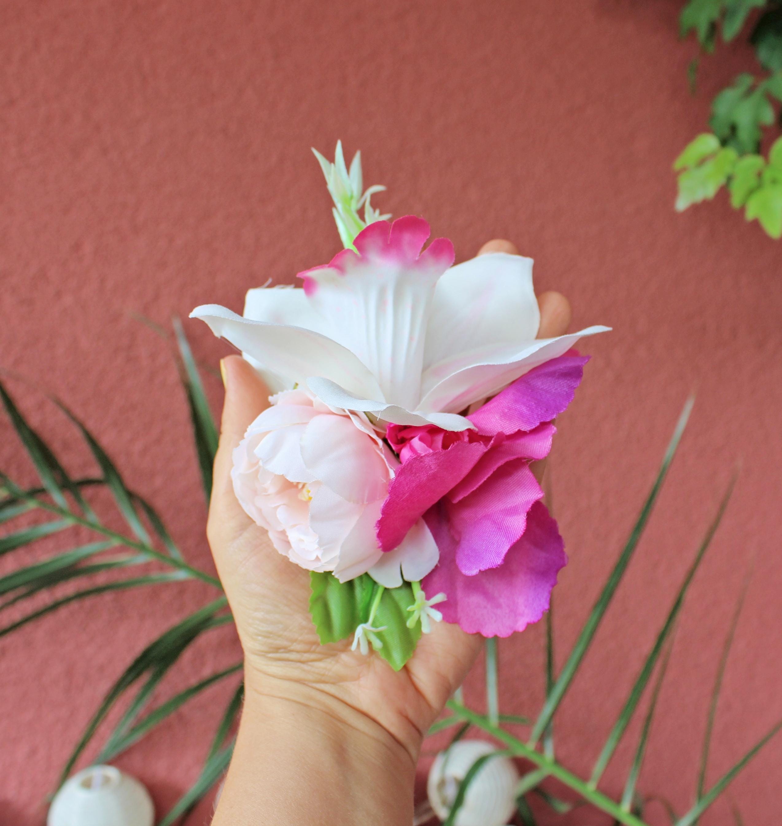 Handmade Pink Orchid Lotus Hair Flower Clip Tiki Pinup Rockabilly Burlesque Orchid Rockabilly Vintage Tiki Hawaii Hair Flower Clip - Etsy main image 4