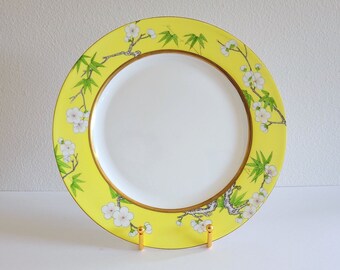 Yellow Plum Blossom Asianera Porcelain Dinner Plates - Matching Set of 4