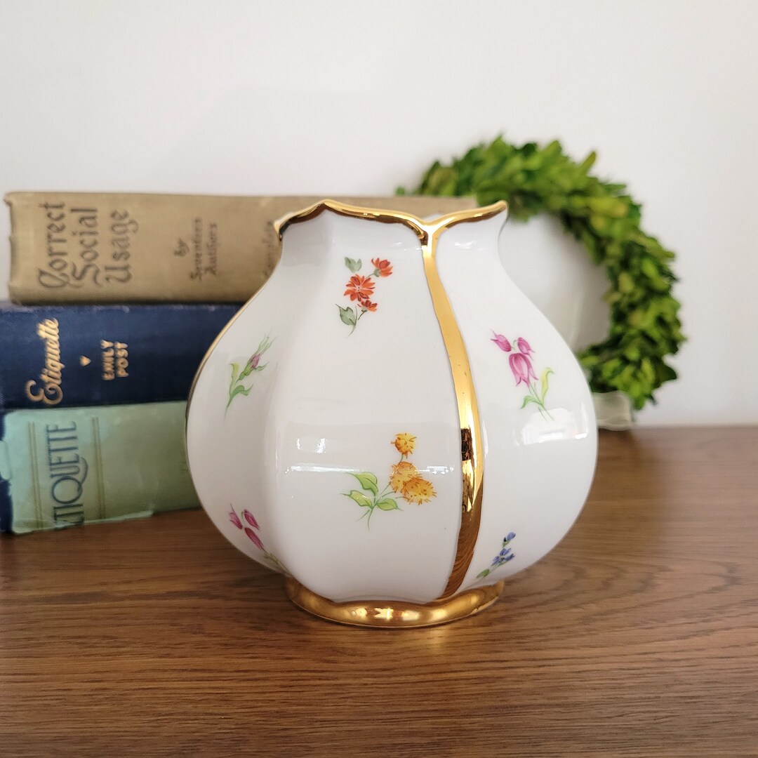 Vintage Signed Porcelain Tulip Vase Scherzer Bavaria Etsy