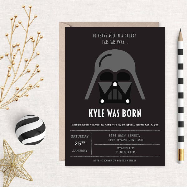 Star Wars Geburtstagseinladung, Star Wars Einladung, Star Wars Geburtstagseinladung, Darth Vader Einladung, KindergeburtstagSeinladung
