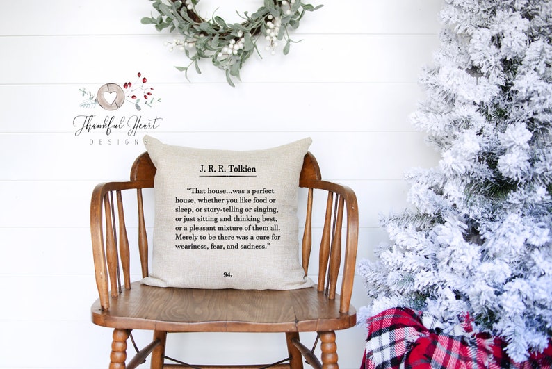 JRR Tolkien Quote Book Quote Sign Book Page Sign That House Was A Perfect House Custom Pillow JRR Tolkien Pillow Book Page Pillow