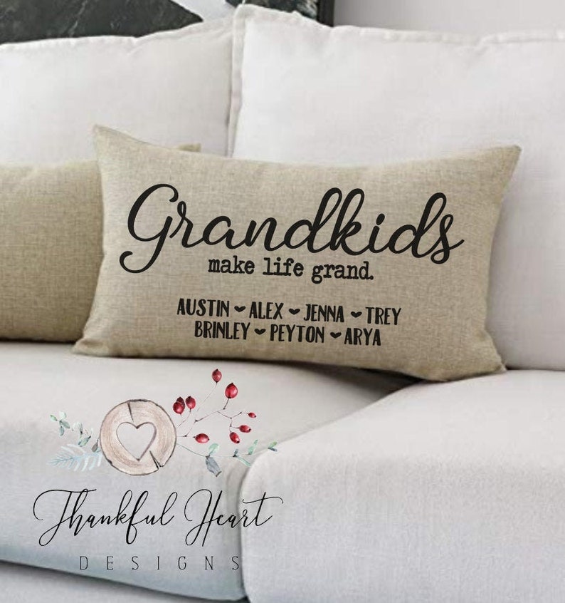 Grandkids Make Life Grand Pillow Custom Grandparents Pillow Etsy