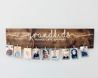 Grandkids Make Life Grand Christmas Birthday Mother's Day Gift  Art Display Sign Customized Hanging Grandparent Wall Personalized Grandma