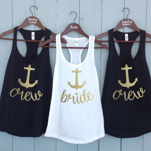 Custom Tank Top, Wedding Shirt, Nautical T-Shirt Maid of Honor Bride Crew Bachelorette party shirts, Tank Top Bridal Party Shirts Bridesmaid