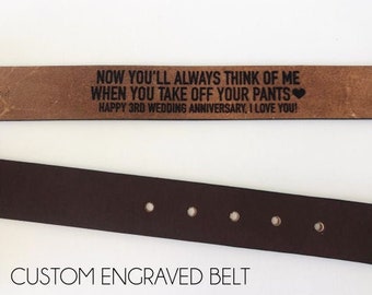 Custom Engraved Belt, Genuine Leather Personalized Husband Gift, Leather 3rd Anniversary, Wedding Day gift, Boyfriend Birthday, Funny Custom