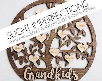 SLIGHT IMPERFECTIONS - Grandkids Christmas Birthday Mother's Day Gift Family Tree Sign Custom Hanging Grandparent Grandma Nana Mom Gift Idea