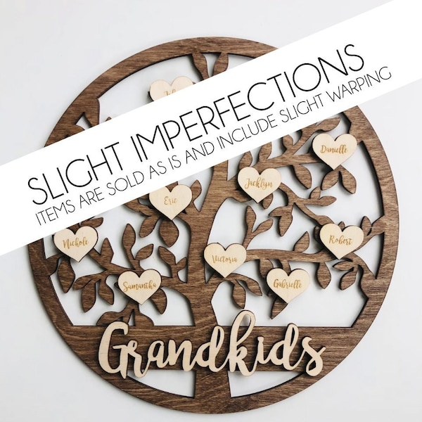 SLIGHT IMPERFECTIONS - Grandkids Christmas Birthday Mother's Day Gift Family Tree Sign Custom Hanging Grandparent Grandma Nana Mom Gift Idea
