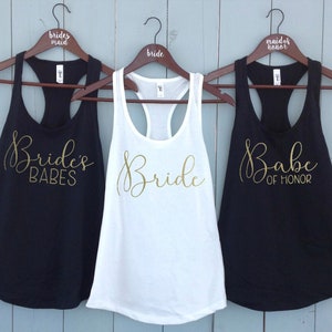 Benutzerdefinierte Tank-Top, Babe der Ehre, Hochzeit Shirt, T-Shirt Maid of Honor Braut Babes Bachelorette Party Shirts, Braut Party, Brautjungfer Geschenk