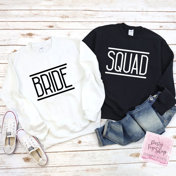 Bride Squad Wedding Party Sweatshirt  | Crewneck Personalized Matching Sweater Getting Ready  | Bridesmaid Morning Of Maid of HonorGift Set