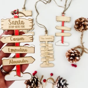 Christmas North Pole Family Ornament SVG Laser Cutting File, Santa Visit Here Christmas Digital Download Engraving File, DXF & LightBurn