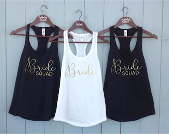 Custom Tank Top, Wedding Shirt, T-Shirt Maid of Honor Bride Squad Bachelorette party shirts, Tank Top, Bridal Party Shirts, Bridesmaid Gift