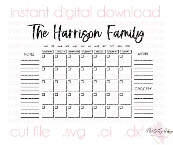 Family Calendar SVG DXF AI File Custom Acrylic Family Planner Etsy family-calendar-svg-dxf-ai-file-custom-acrylic-family-planner-etsy