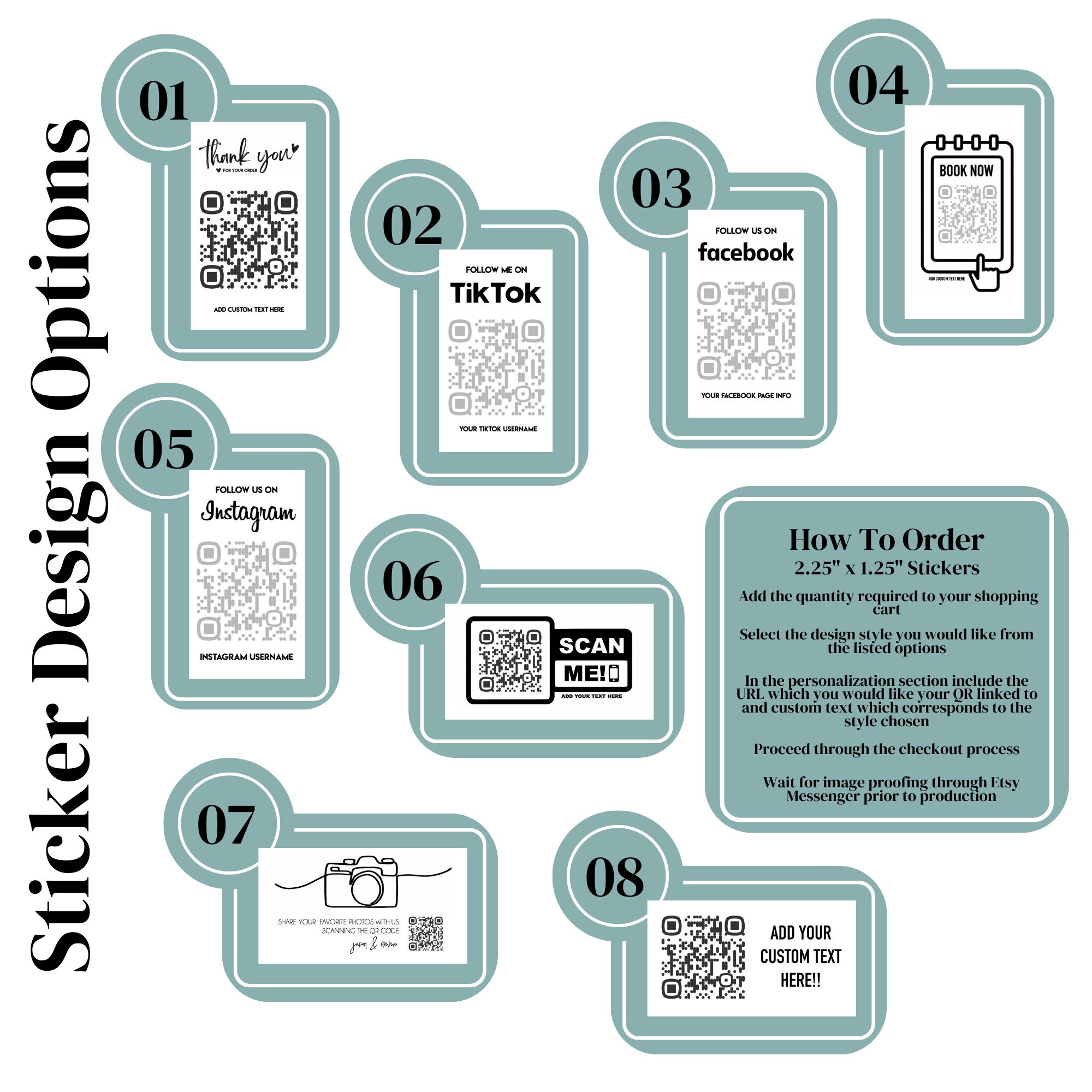 Mini Qr Code Stickers Custom QR Code Stickers Labels, Small Business Packaging Labels, 2.25 X ...