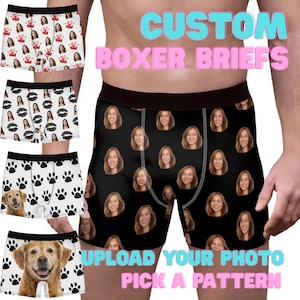 Boxer photo personnalisé, à personnaliser avec votre propre photo - Cadeau amusant unique pour homme mari, petit ami, anniversaire de mariage