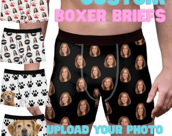 Boxer photo personnalisé, à personnaliser avec votre propre photo - Cadeau amusant unique pour homme mari, petit ami, anniversaire de mariage