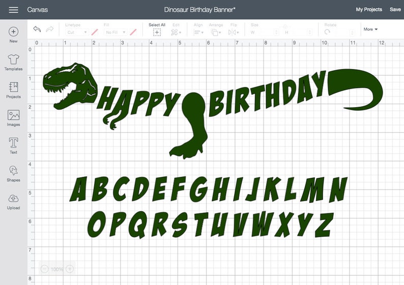 Download SVG Dinosaur Birthday Party Banner Cricut silhouette ...