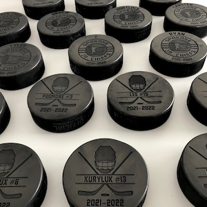 Custom Engraved Hockey Puck, Year End Player Coach Gift, Team Logo Sport Gift, Personalized Ice Hockey Pucks, Team Memorabilia