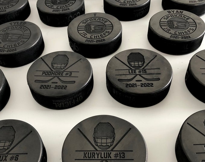 Custom Engraved Hockey Puck, Year End Player Coach Gift, Team Logo Sport Gift, Personalized Ice Hockey Pucks, Team Memorabilia