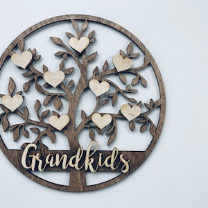 Grandkids Christmas Birthday Mothers Day Gift Family Tree Sign Custom Hanging Grandparent Personalized Grandma Nana Mom Gift Idea Mis Nietos image 4