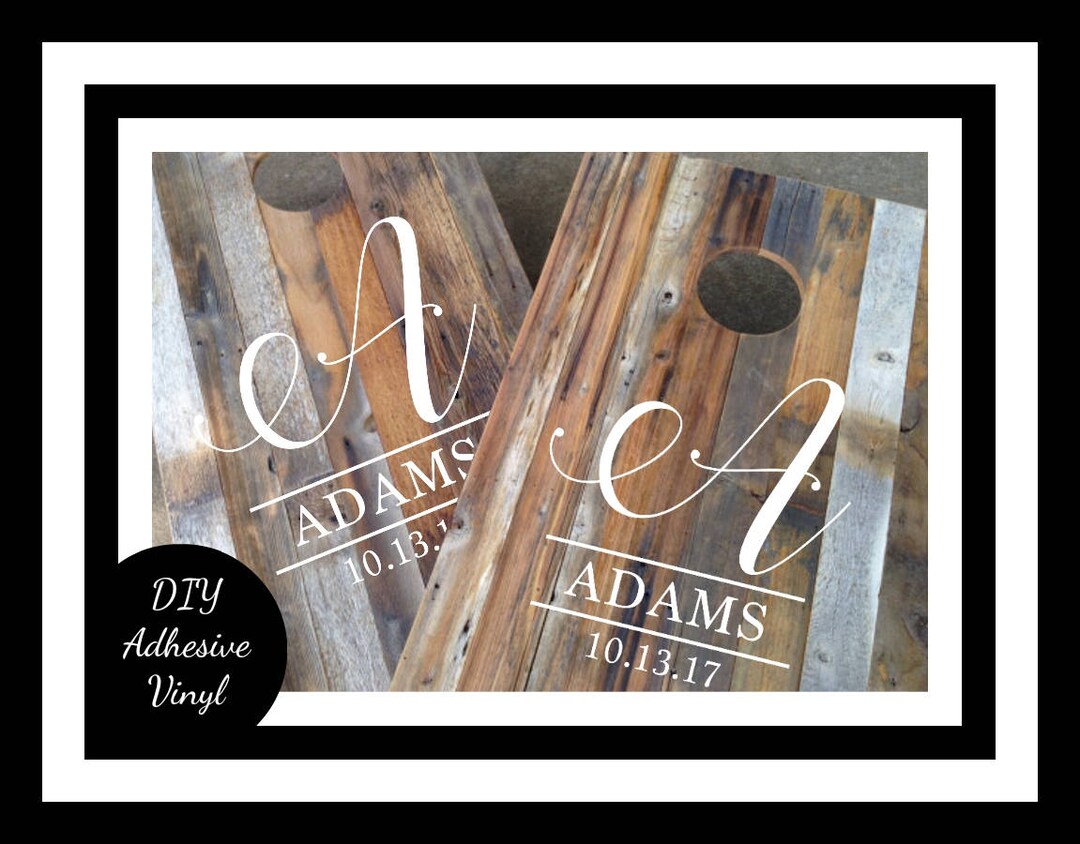 DIY Wedding Decal Set, Monogram Bean Bag Cornhole Decals Set of Two