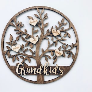 Grandkids Christmas Birthday Mothers Day Gift Family Tree Sign Custom Hanging Grandparent Personalized Grandma Nana Mom Gift Idea Mis Nietos image 2