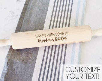 Custom Engraved Rolling Pin, Baking Gift For Mom Grandma, Mother's Day, Housewarming, Personalized Message, Nana Birthday, Kitchen Decor