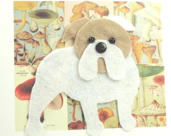 English Bulldog, Blank Card, Birthday, Gift, Get well soon, White British Bulldog. Own Greetings Card