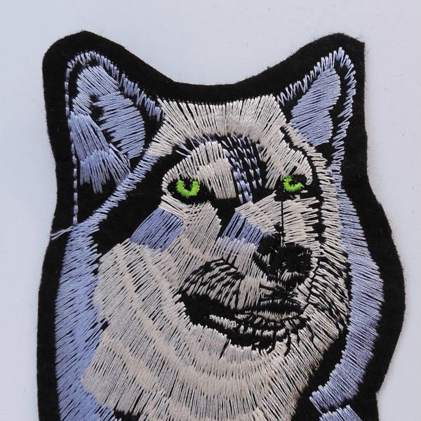 Wolf, Sew on patch, Silver Wolf, Rock Chic, Jeans Jacket Patch, Bag, Clothes,