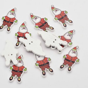 10 bottoni in legno per Babbo Natale/Babbo Natale, simpatici bottoni natalizi/artigianali stagionali