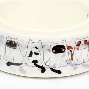 Ghost Cat-patroon, Washi-tape, Halloween Kawaii Cat Ghost decoratieve plakband, patroon, scrapbookingateliers, kaarten, knutselen, haspel van 10 m